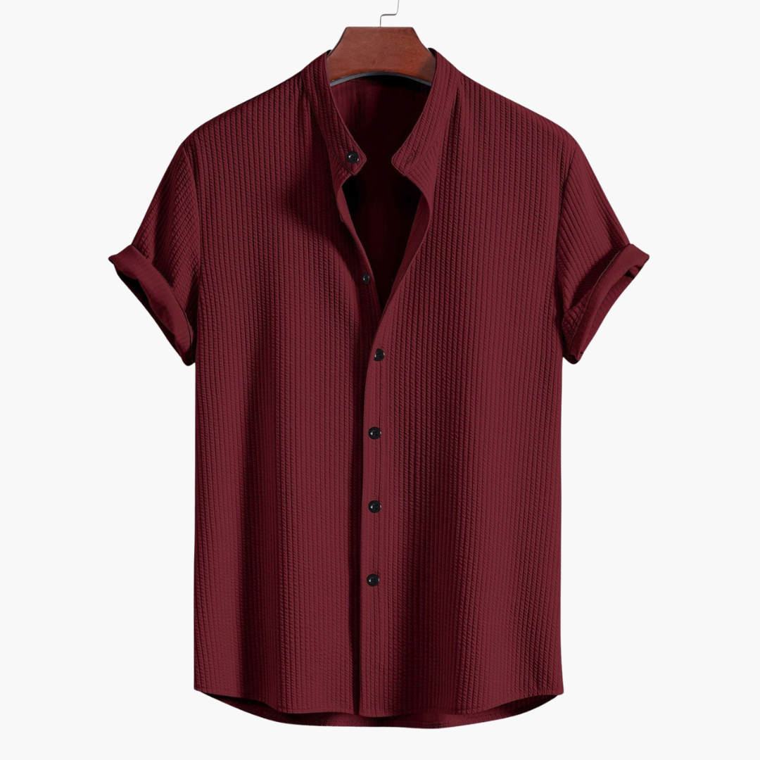 Tyler | Men's Textured Stand Collar Shirt with Buttons