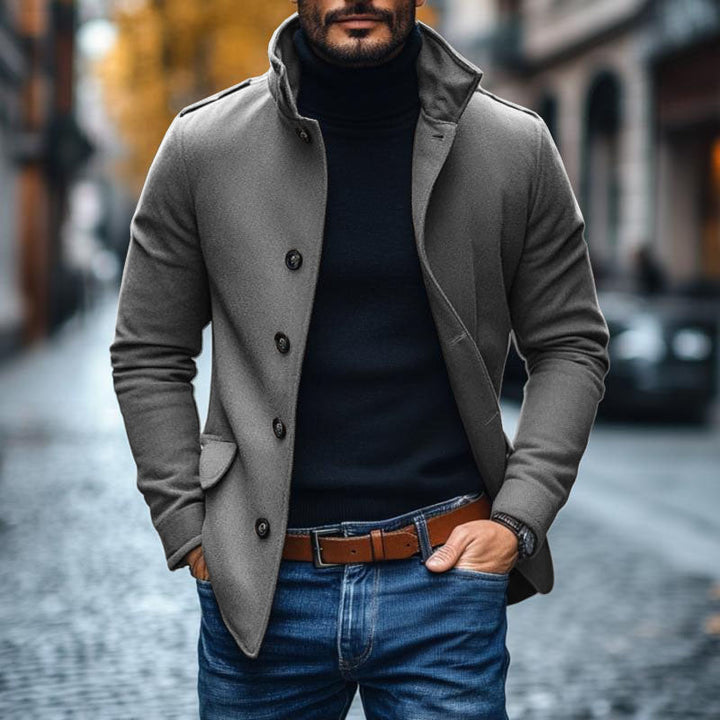 Harlem | Men’s Stand Collar Coat with Buttons