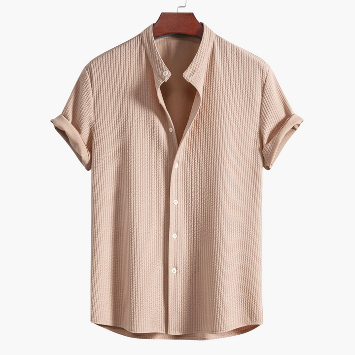 Tyler | Men's Textured Stand Collar Shirt with Buttons
