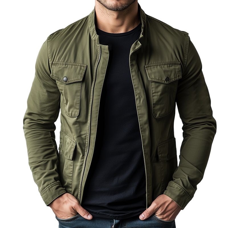Patrick | Men's Stand Collar Cargo Jacket with Zip Up