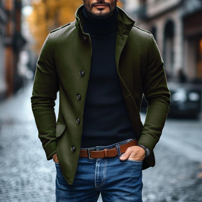 Harlem | Men’s Stand Collar Coat with Buttons