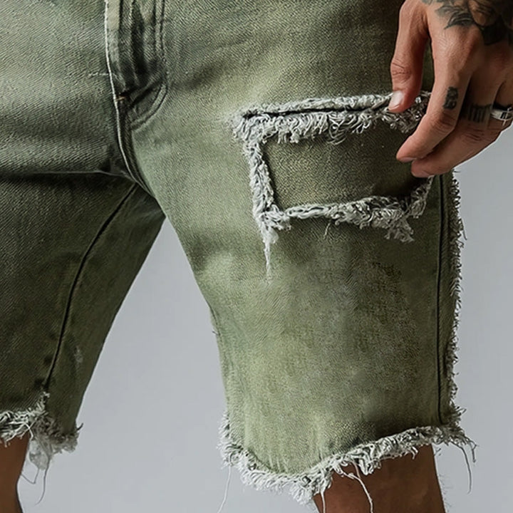 Trenton | Men's Distressed Frayed Hem Denim Shorts