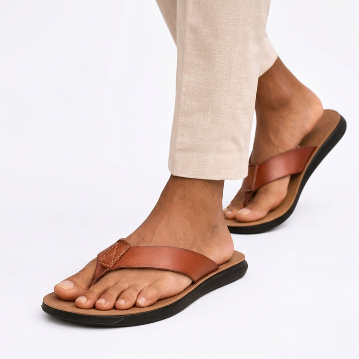 Victor | Men's Leather Strap Slide Sandals