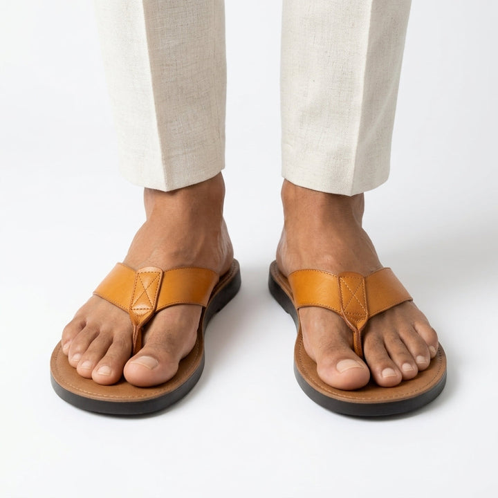 Victor | Men's Leather Strap Slide Sandals