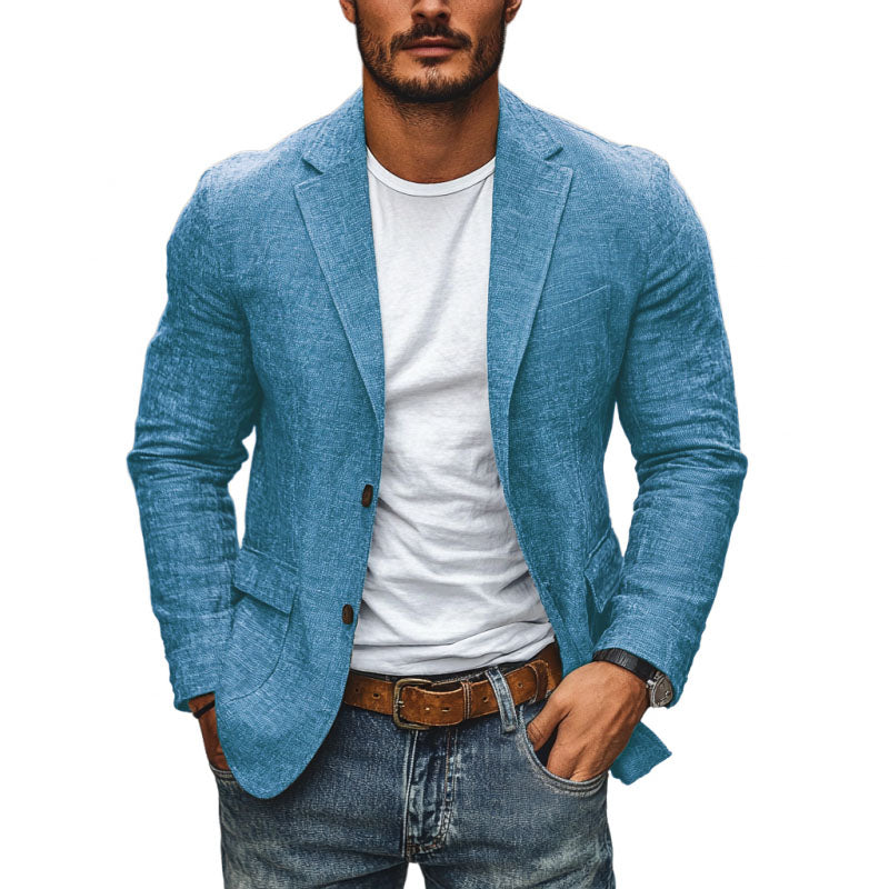 Dominic | Men's Single Breasted Linen Blazer with Pockets