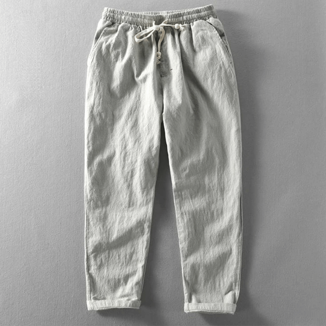 Maximo | Men's Linen Trouser with Elastic Waist and Drawstring