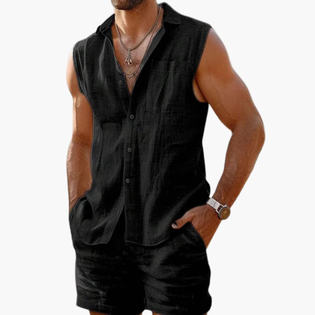Jared | Men's Line Two Piece Set with Sleeveless Top and Shorts
