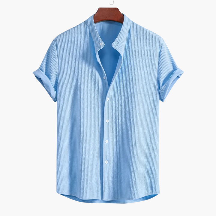 Tyler | Men's Textured Stand Collar Shirt with Buttons