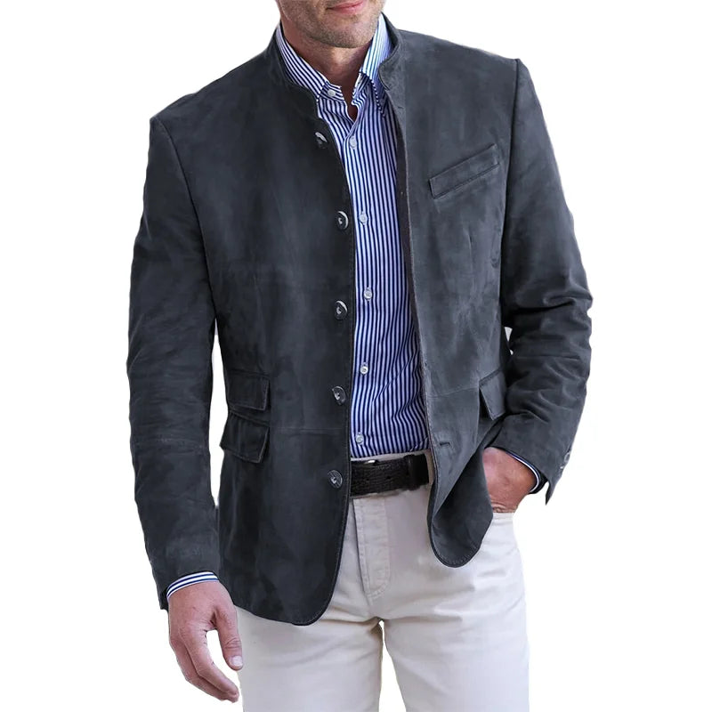 Brax | Men’s Stand Collar Suede Coat