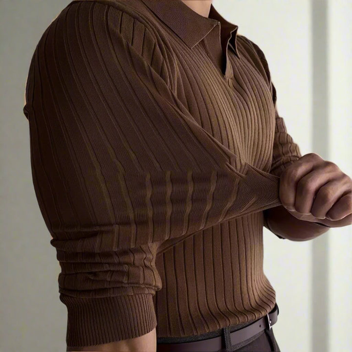 Neil | Men’s Ribbed Long Sleeve Polo Shirt