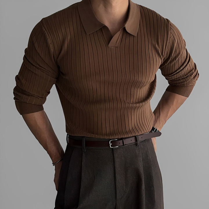 Neil | Men’s Ribbed Long Sleeve Polo Shirt