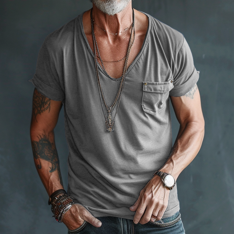 Oman | Men’s V-Neck T-Shirt with Chest Pocket