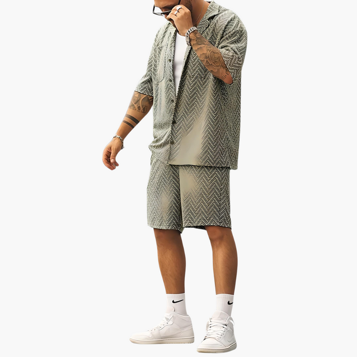 Dylan | Men's Printed Short Sleeve Shirt Summer Set with Shorts