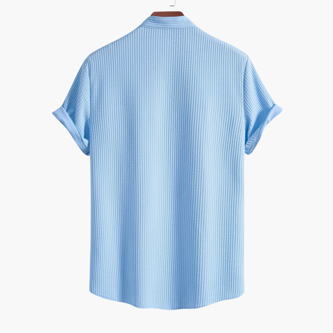 Tyler | Men's Textured Stand Collar Shirt with Buttons