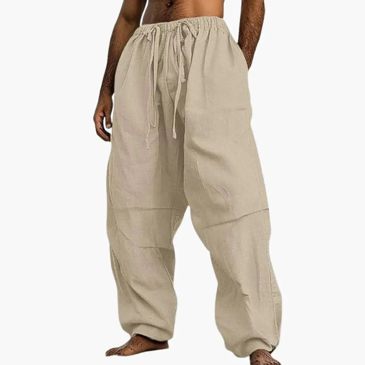 Ethan | Men's Linen Wide Leg Summer Pants with Drawstring