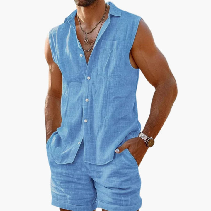 Jared | Men's Line Two Piece Set with Sleeveless Top and Shorts