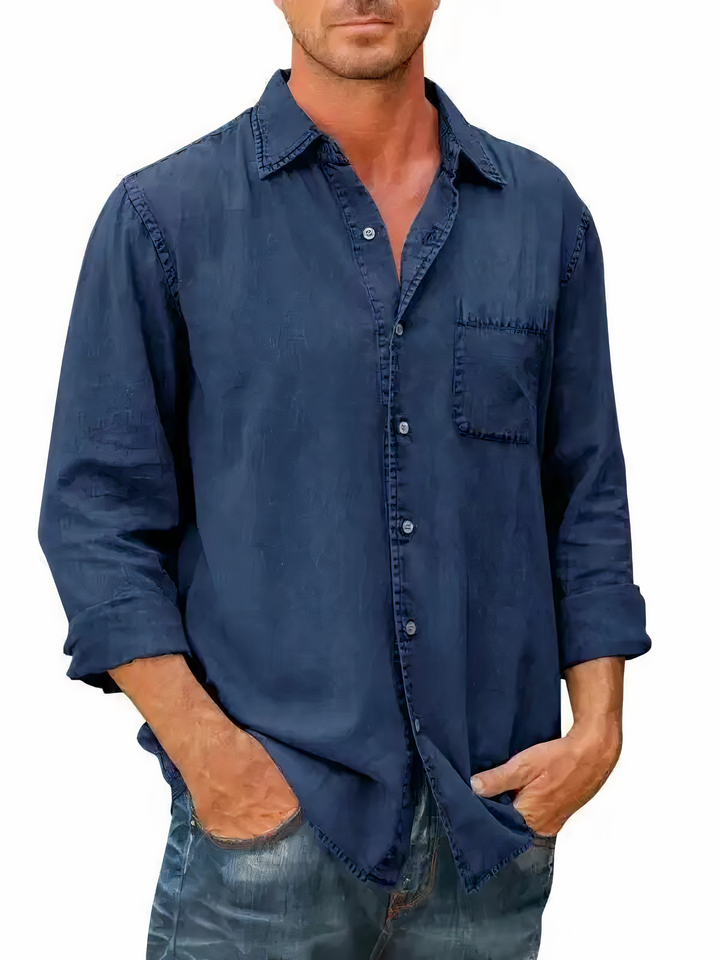 Alton | Men’s Denim Long-Sleeve Shirt with Chest Pocket