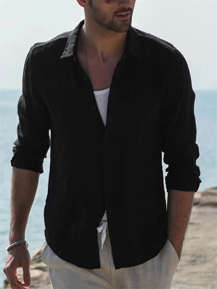 Brandon | Men’s Linen Long Sleeve Summer Shirt with Buttons