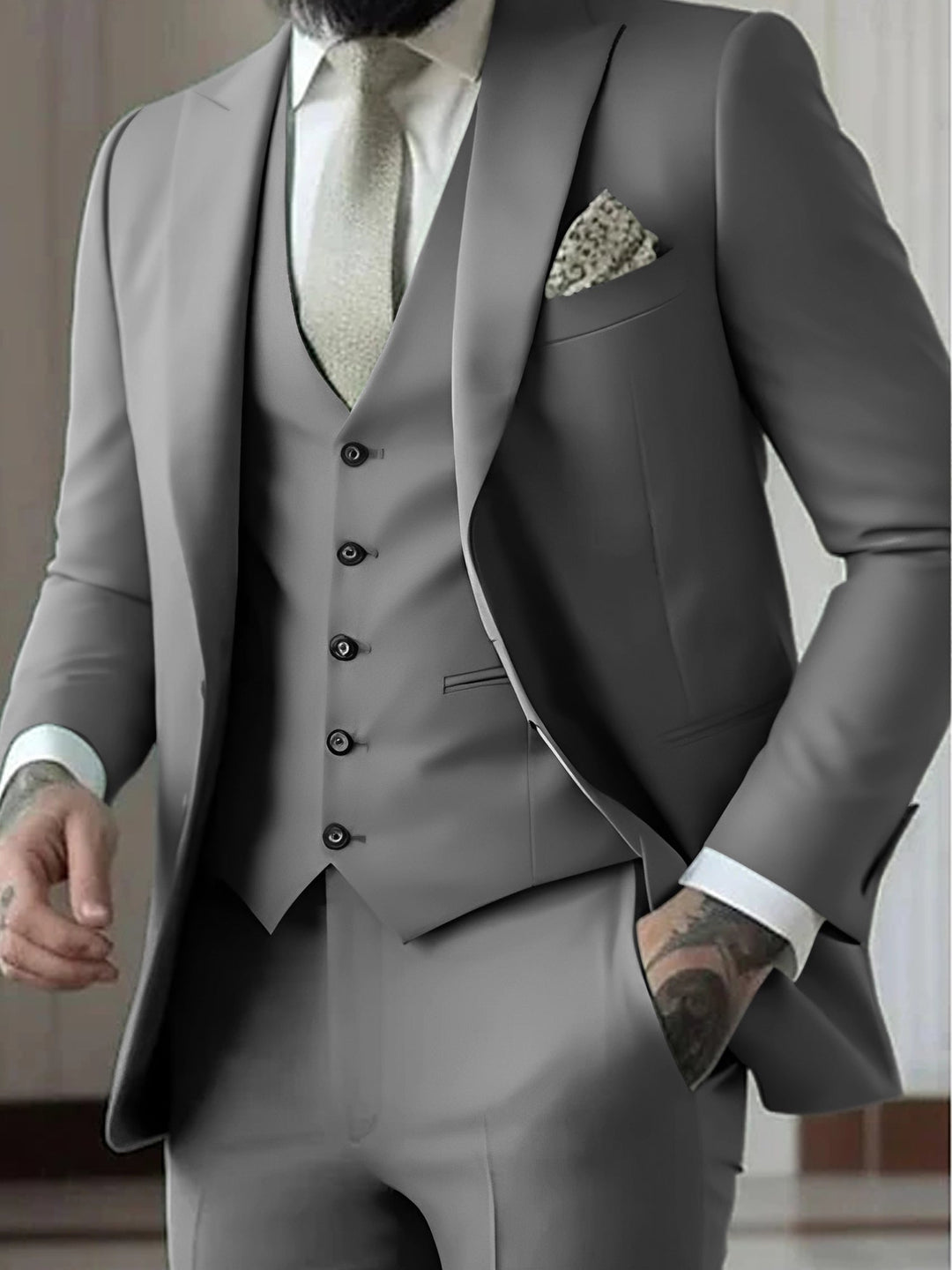 Jasper | Men's Formal Three Piece Suit with Vest, Blazer and Trouser
