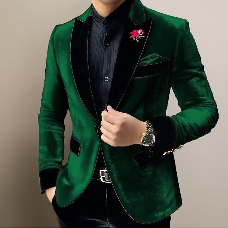 Leander | Men's Velvet Contrast Shawl Lapel  Blazer