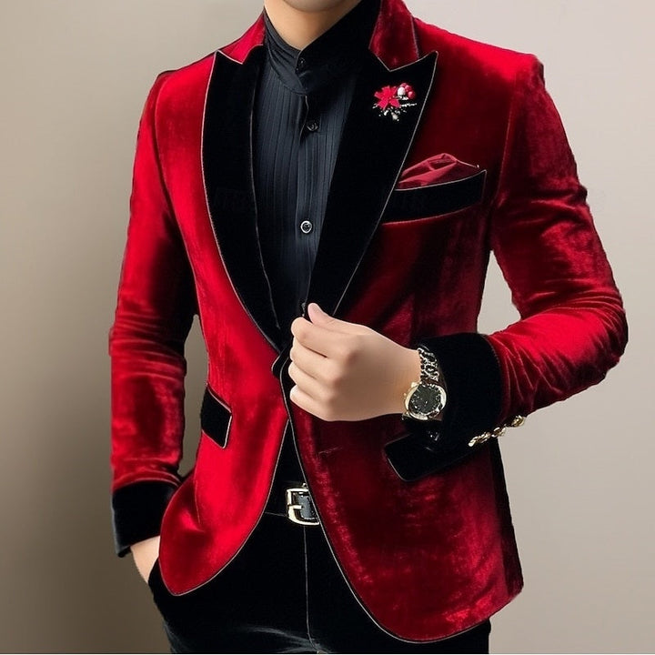 Leander | Men's Velvet Contrast Shawl Lapel  Blazer