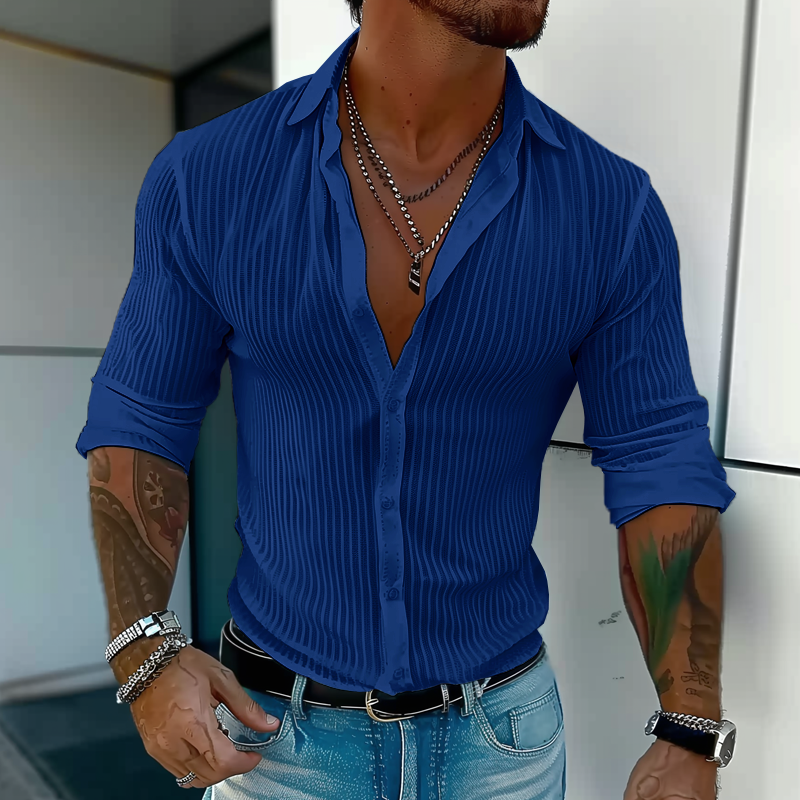 Vince | Men's Striped Pattern Long Sleeve Shirt with Buttons