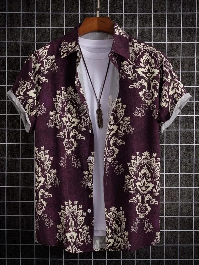 Austin | Men's Floral Summer Shirt with Short Sleeve