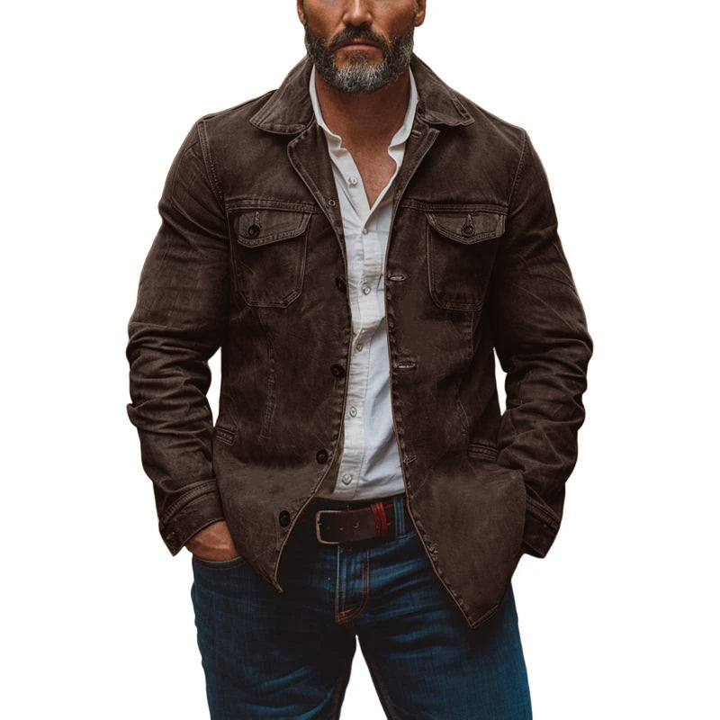 Ryder | Men's Vintage Leather Jacket with Multi Pocket