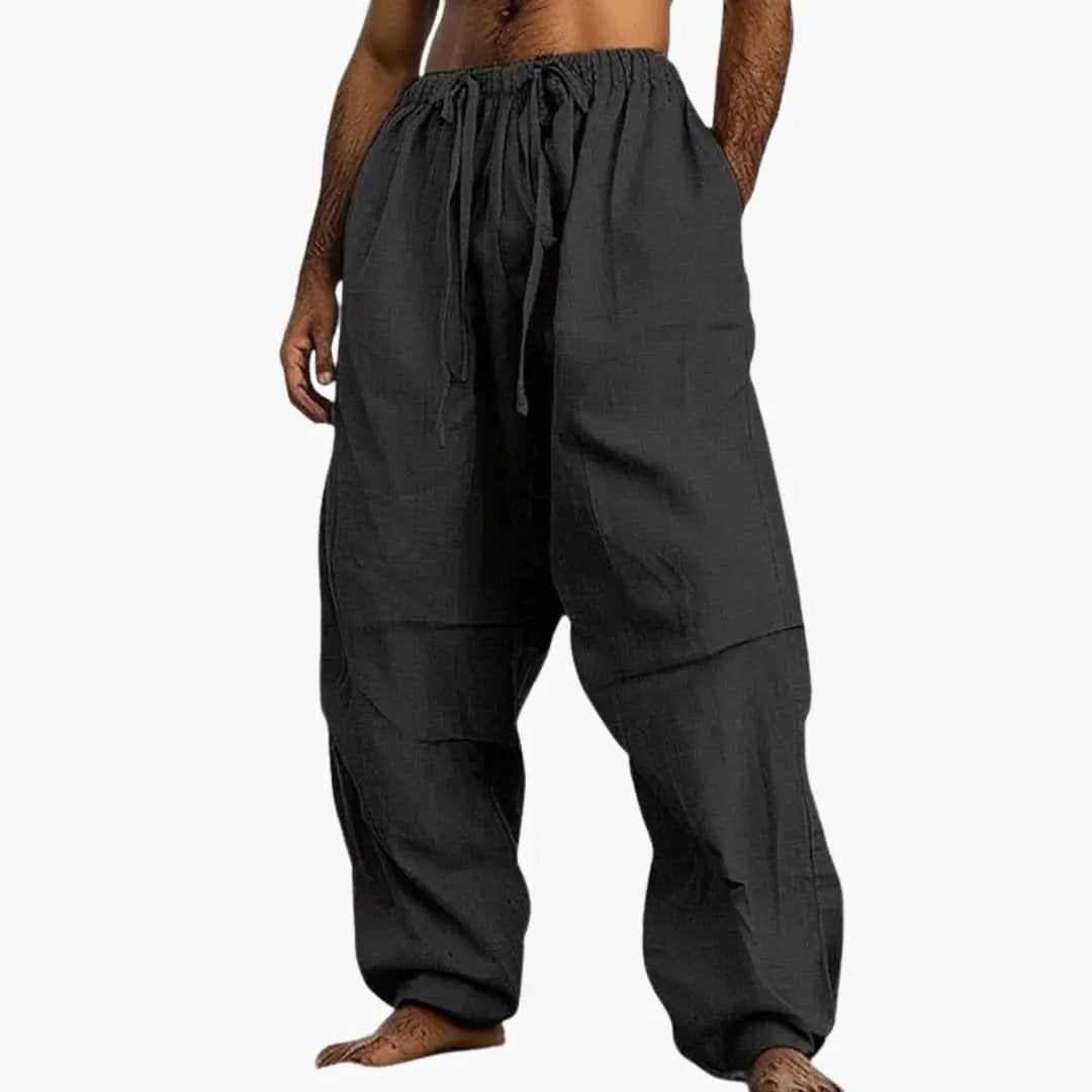 Ethan | Men's Linen Wide Leg Summer Pants with Drawstring