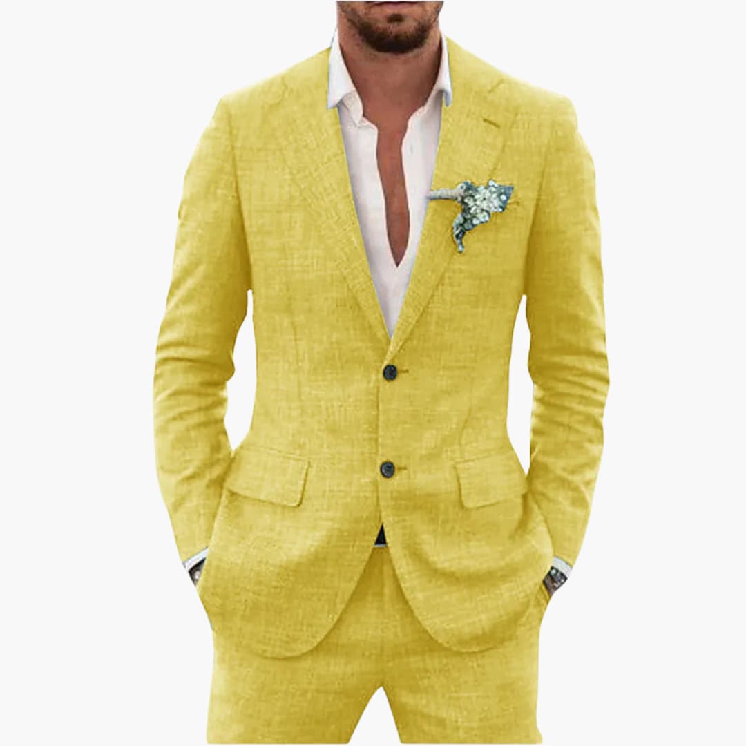Eric | Men's Linen Two Piece Suit Set with Button Blazer and Pants