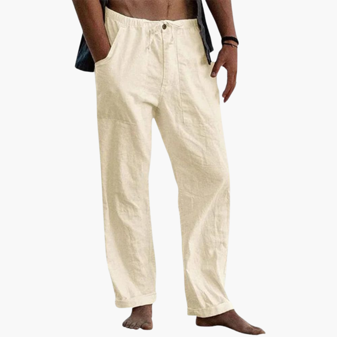 Sean | Men's Linen Pants with Drawstring and Elastic Waist