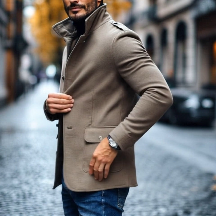 Harlem | Men’s Stand Collar Coat with Buttons