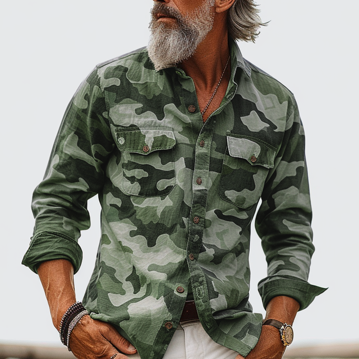 Gavin | Men's Camouflage Cargo Shirt with Chest Pockets and Buttons