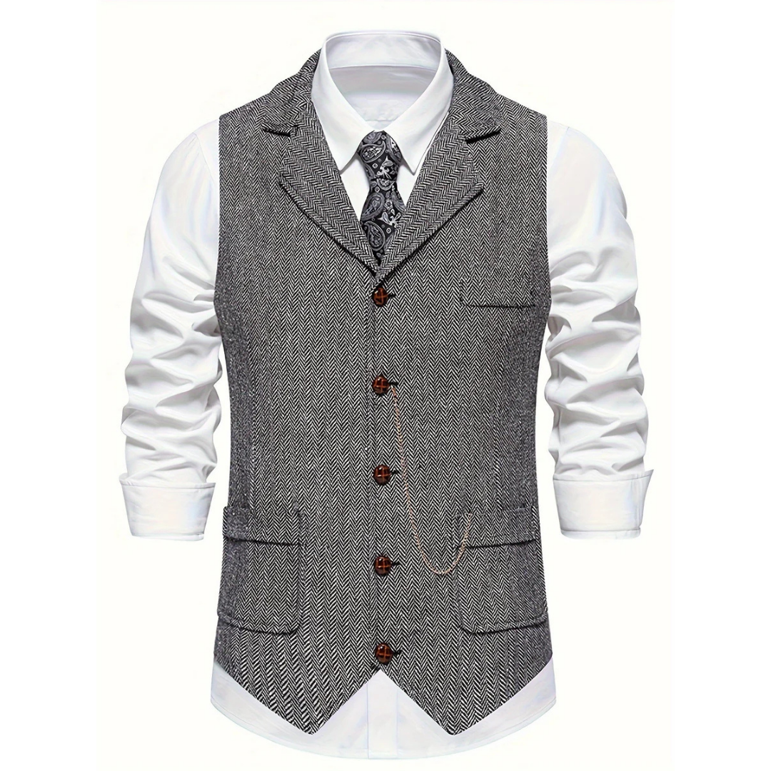 Brooks | Men's Slim Fit Tweed Vest with Pockets
