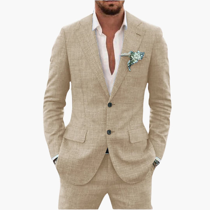Eric | Men's Linen Two Piece Suit Set with Button Blazer and Pants
