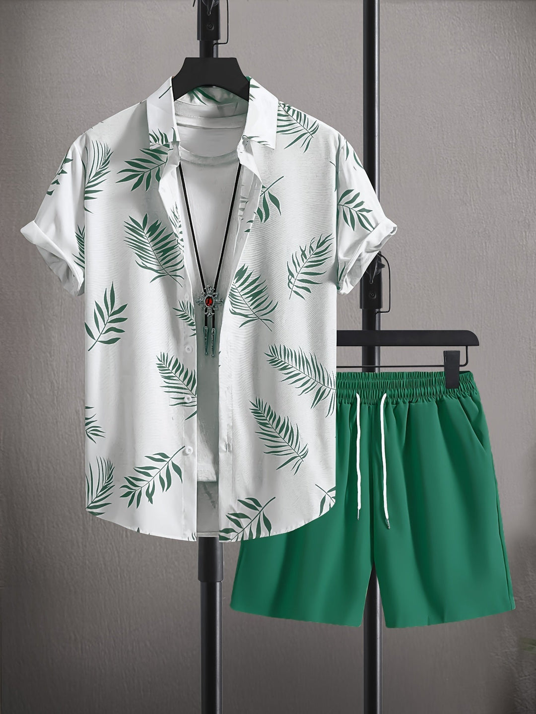 Kael | Men's Two Piece Summer Set with Printed Shirt and Shorts