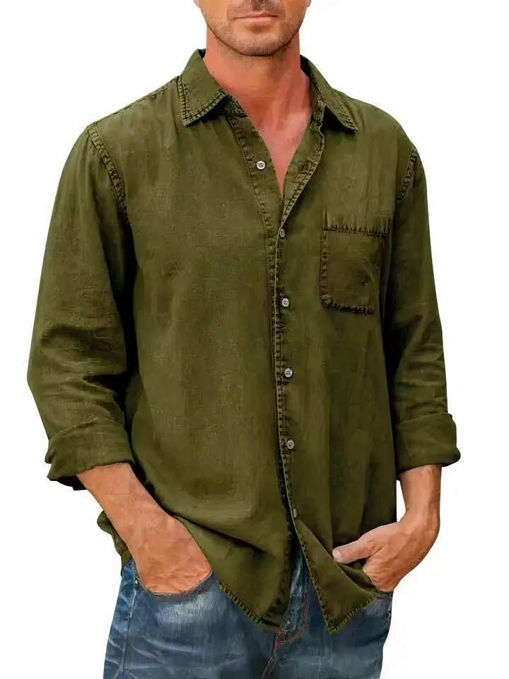 Alton | Men’s Denim Long-Sleeve Shirt with Chest Pocket