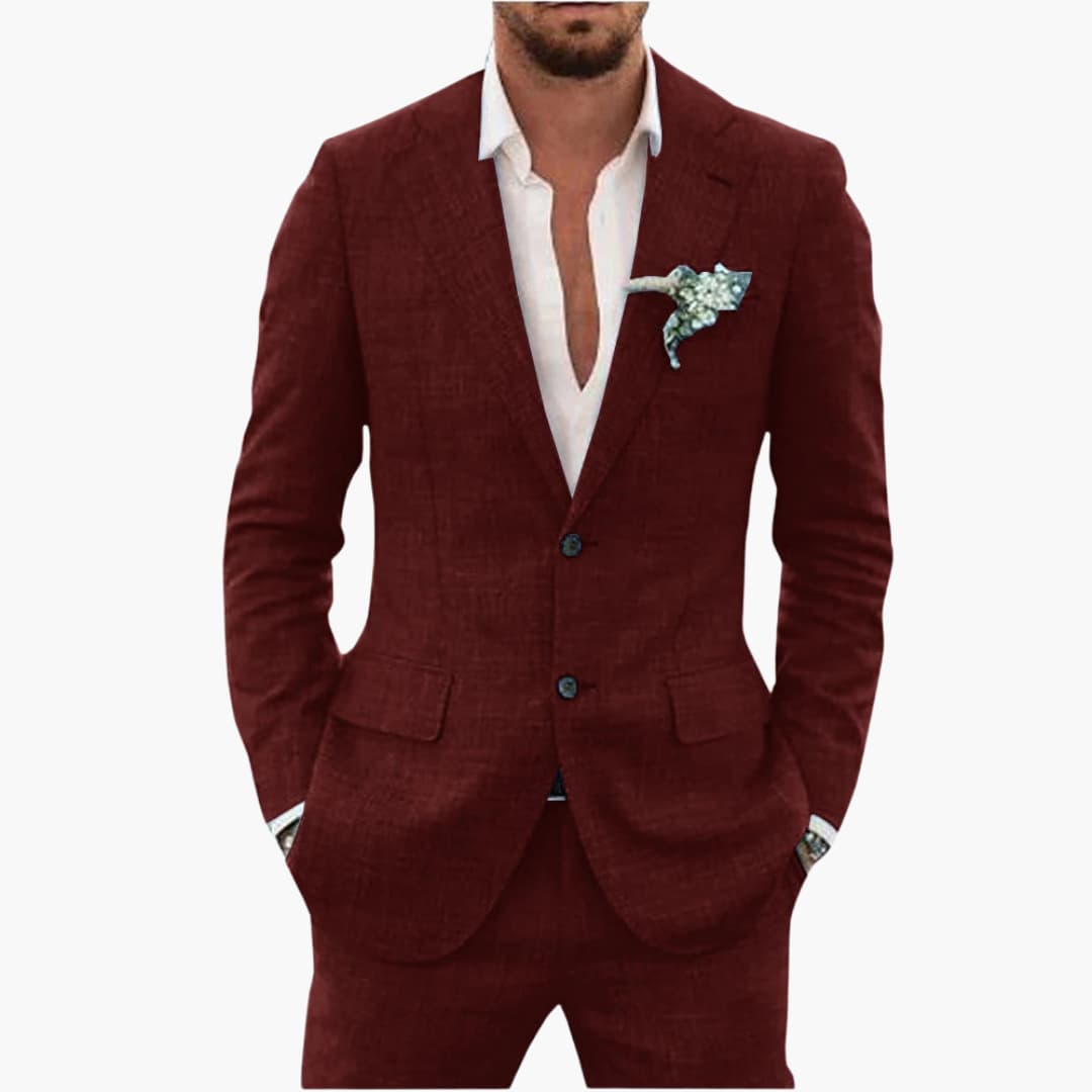 Eric | Men's Linen Two Piece Suit Set with Button Blazer and Pants