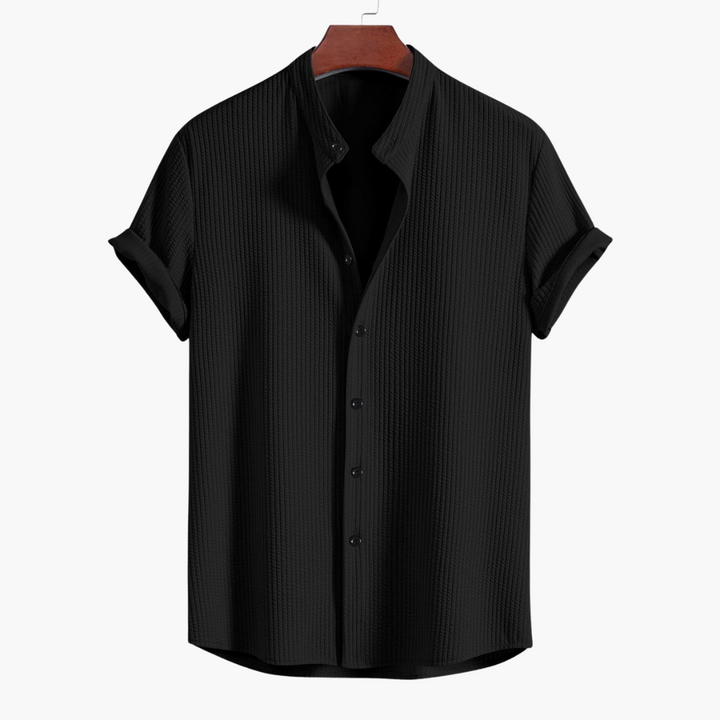 Tyler | Men's Textured Stand Collar Shirt with Buttons