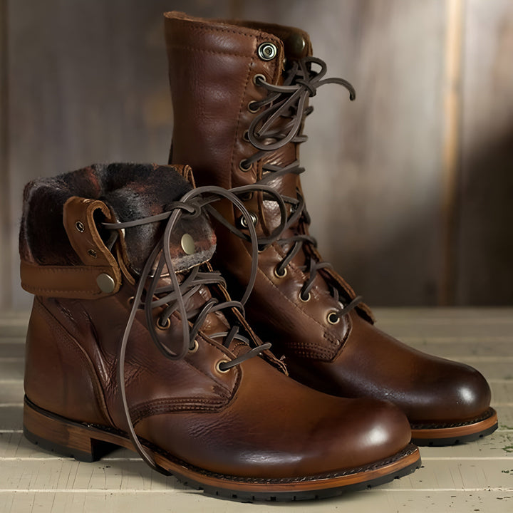 Israel | Men's Mid-Calf Leather Boots with Lace Up