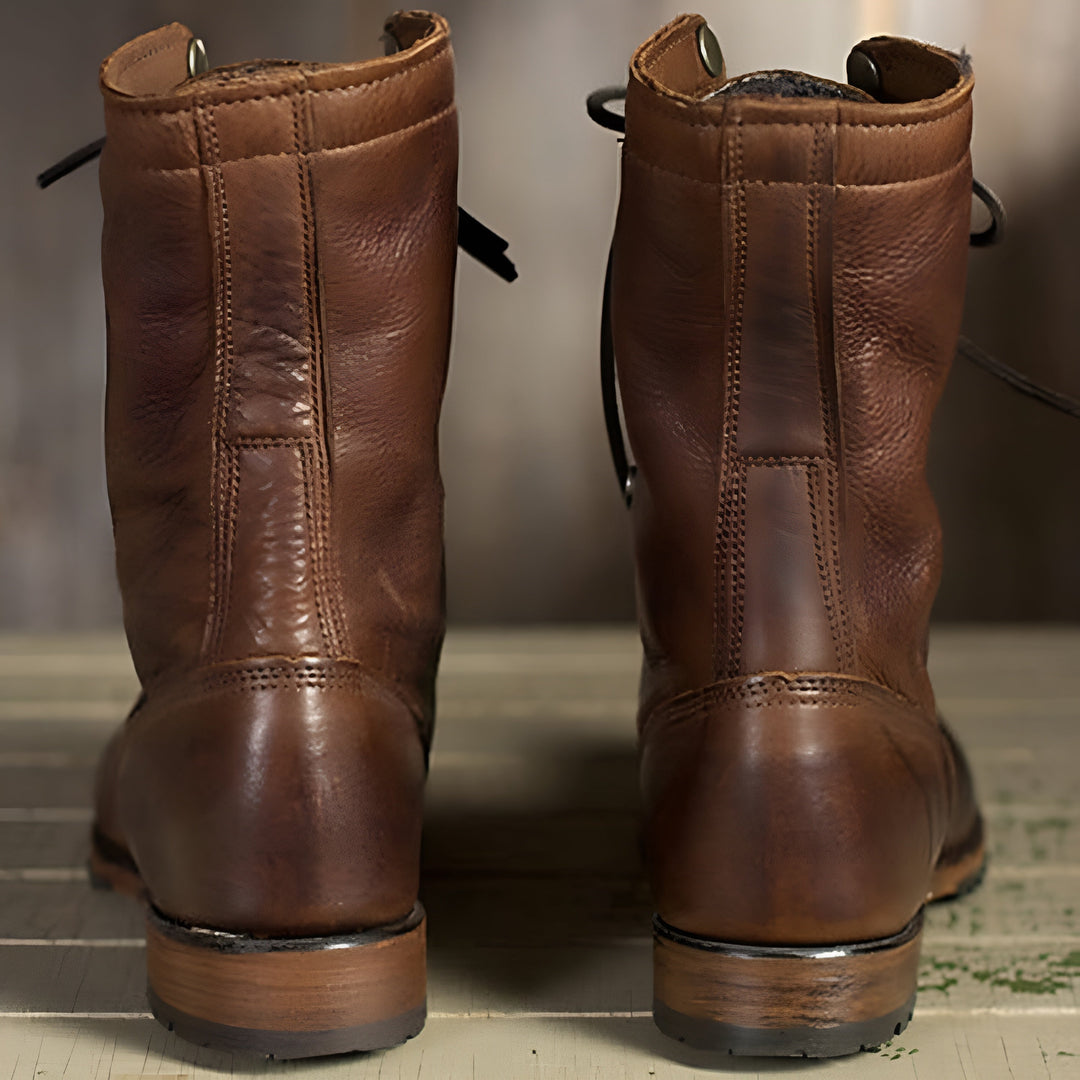 Israel | Men's Mid-Calf Leather Boots with Lace Up