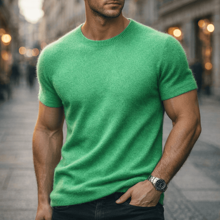 Ethan | Men's Soft Crew Neck T-Shirt with Ribbed Cuff Hem