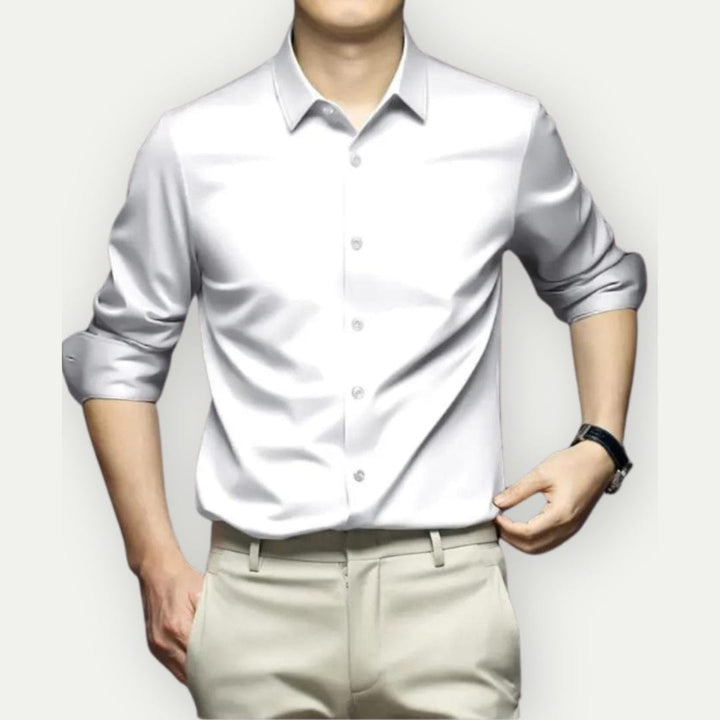 Kent | Men's Long Sleeve Satin Shirt with Button-Up