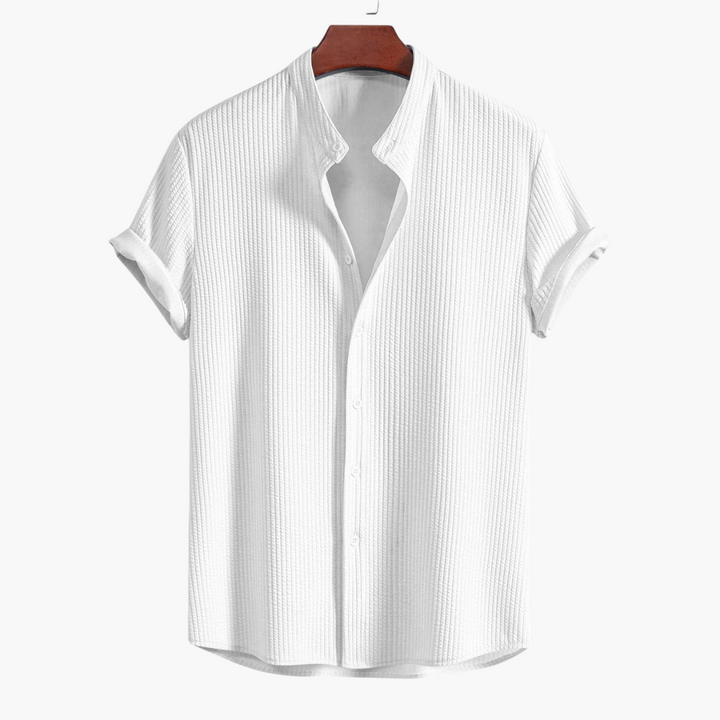 Tyler | Men's Textured Stand Collar Shirt with Buttons