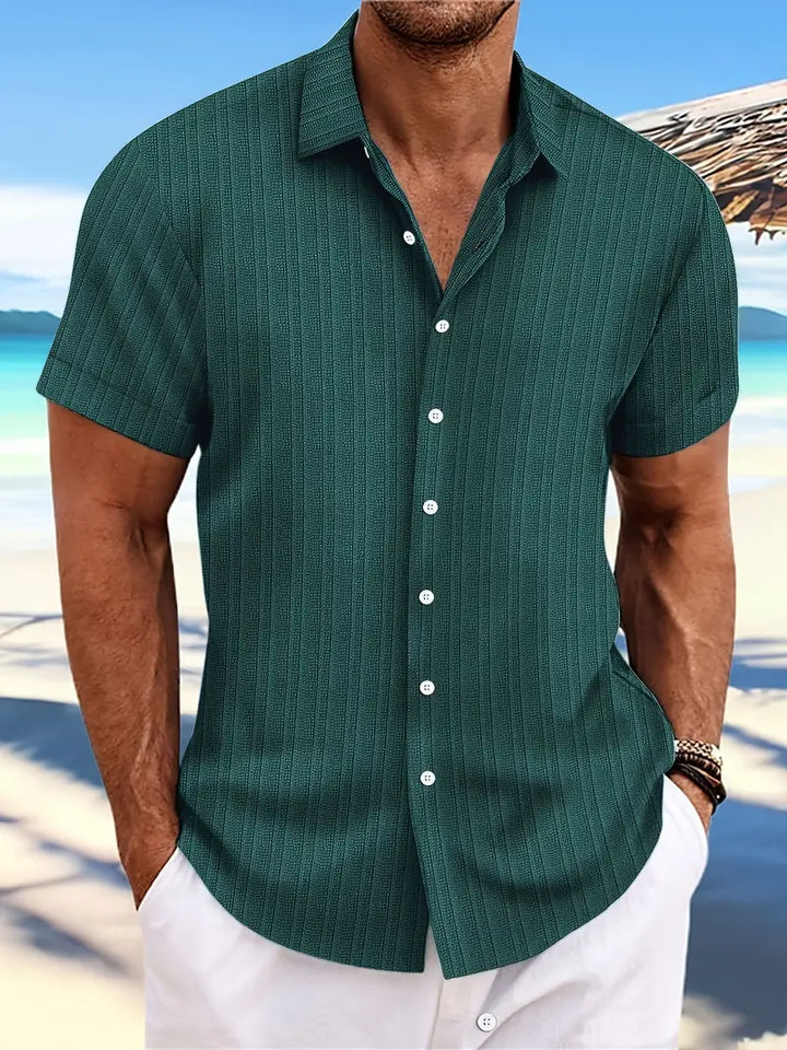 Tucker | Men's Ribbed Button Down Shirt with Short Sleeve