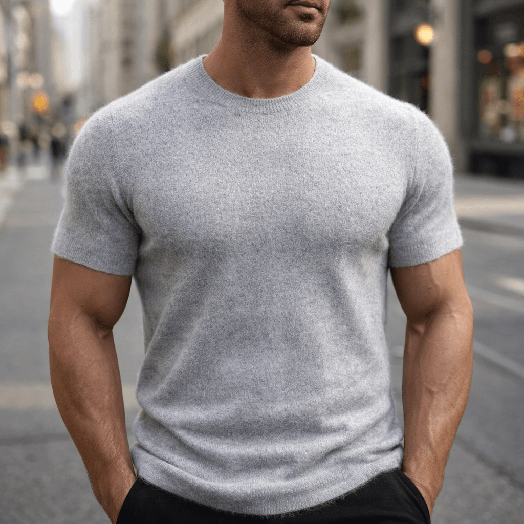 Ethan | Men's Soft Crew Neck T-Shirt with Ribbed Cuff Hem