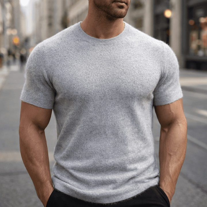 Ethan | Men's Soft Crew Neck T-Shirt with Ribbed Cuff Hem