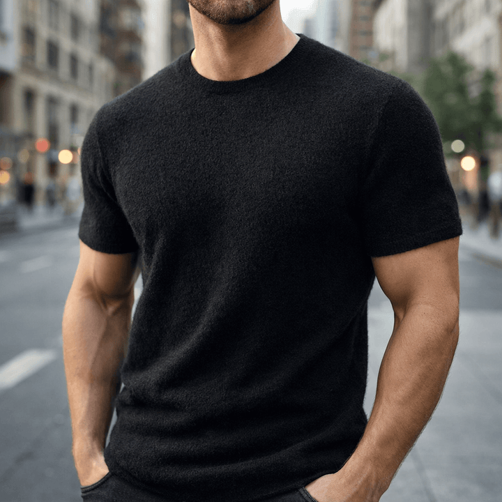 Ethan | Men's Soft Crew Neck T-Shirt with Ribbed Cuff Hem