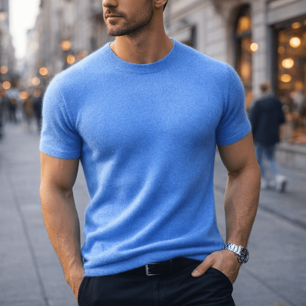 Ethan | Men's Soft Crew Neck T-Shirt with Ribbed Cuff Hem