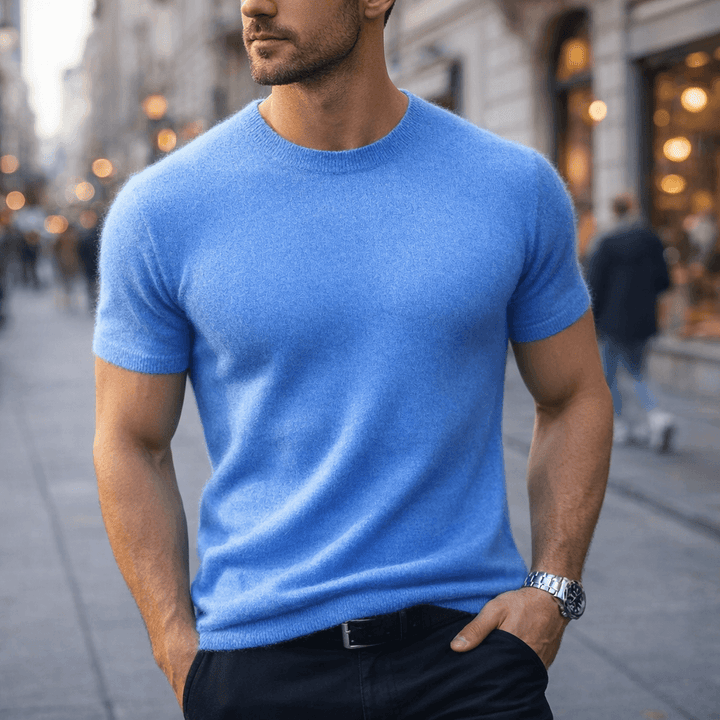 Ethan | Men's Soft Crew Neck T-Shirt with Ribbed Cuff Hem
